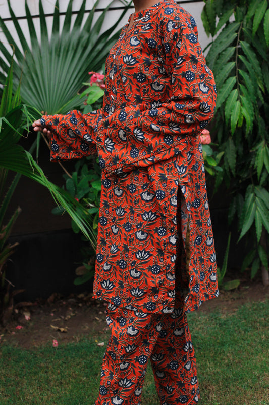 2 piece printed Khadr suit