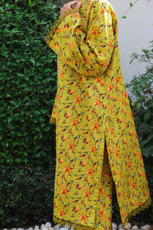 2 piece printed khadar stitched suit